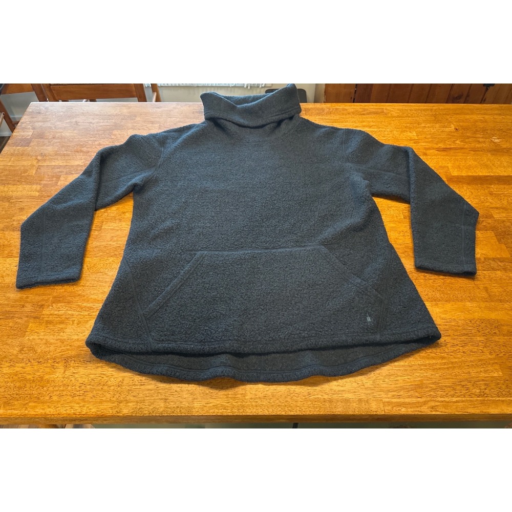 Smartwool Womens XL Gray Wool Blend Funnel Neck Kangaroo Pocket Hoodie Pullover